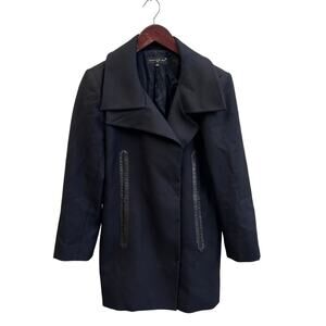 Barbara Bui Black Wool Coat With Leather Trim Women’s Size 40 (US 8)